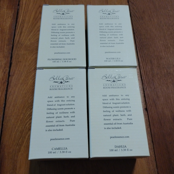 Bella Casa Aromatic Room Fragrance Set of 4 Dahlia Water Lily Dogwood Camellia - Picture 4 of 9